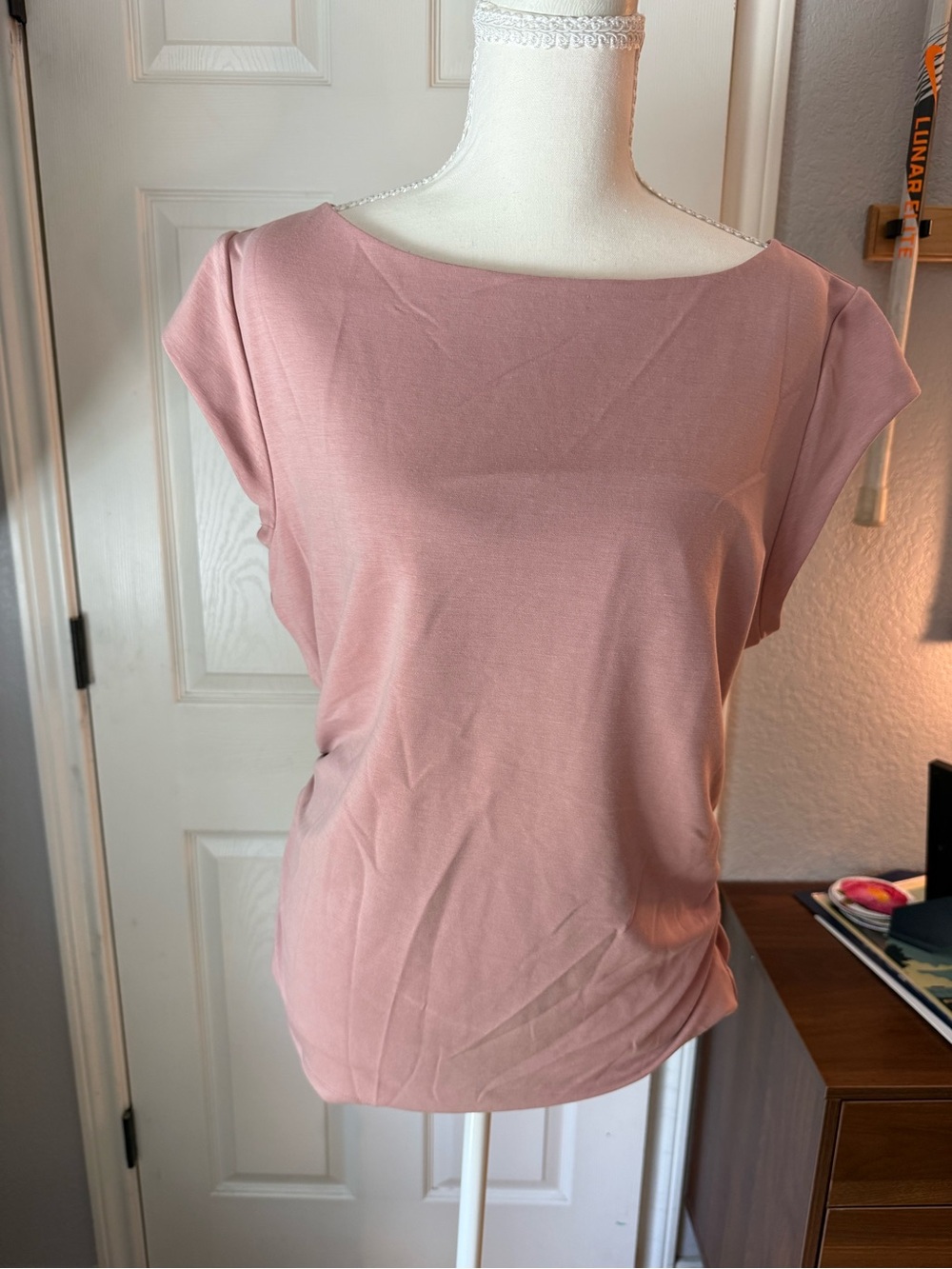 DR2 Dusty Rose Boatneck Cap-Sleeve Top